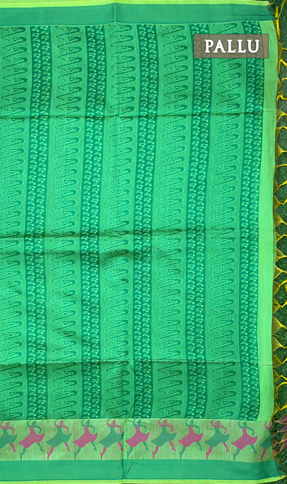 Dual green chanderi silk cotton saree