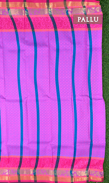 Blue and pink semi silk saree