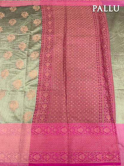 Beige banarasi chanderi cotton saree