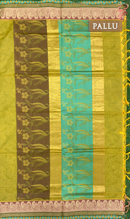 Green pure rich cotton saree