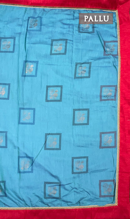 Blue rich linen saree