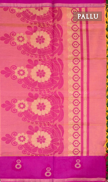 Dark pink pure rich cotton saree