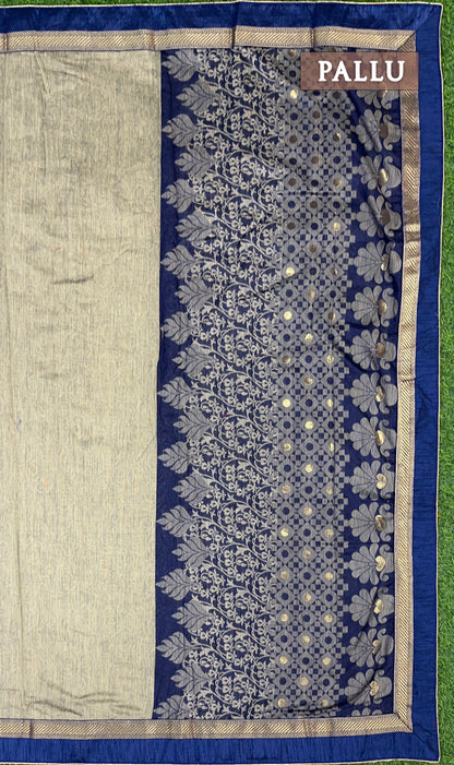 Ink blue chanderi cotton saree