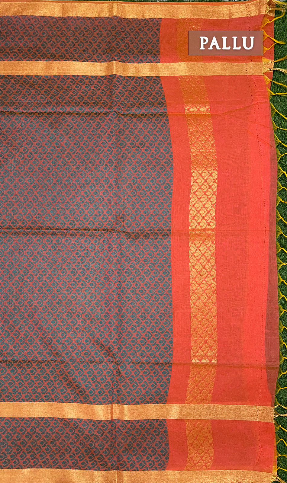 Orange chanderi silk cotton saree