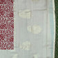 Cream and red digital print saree