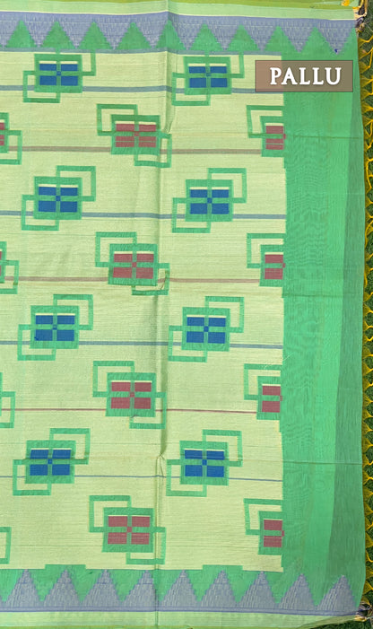 Green chanderi silk cotton saree