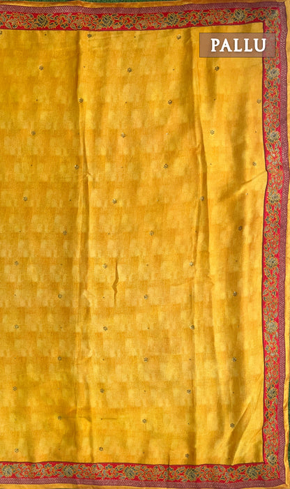 Red and yellow georgette saree