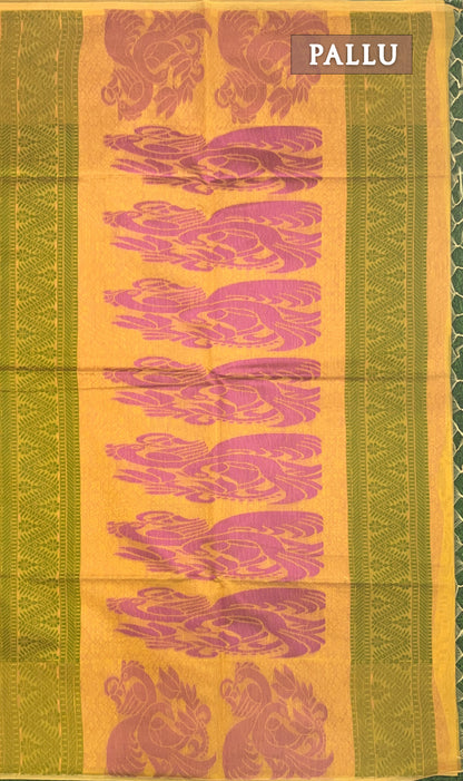 Mustard yellow chanderi silk cotton saree