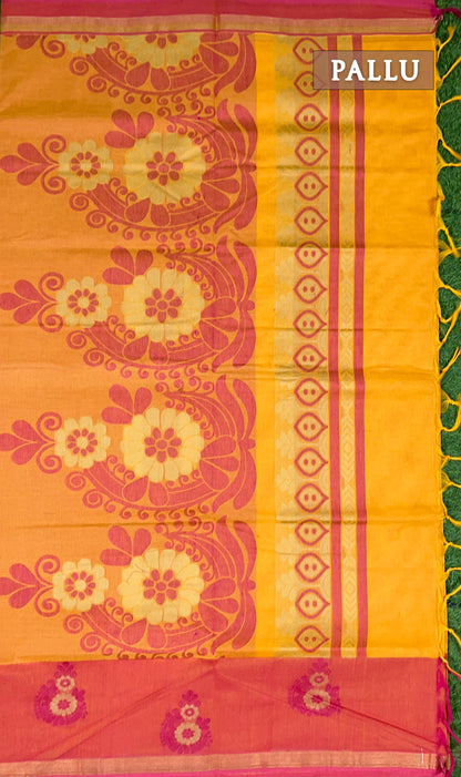 Yellow pure rich cotton saree