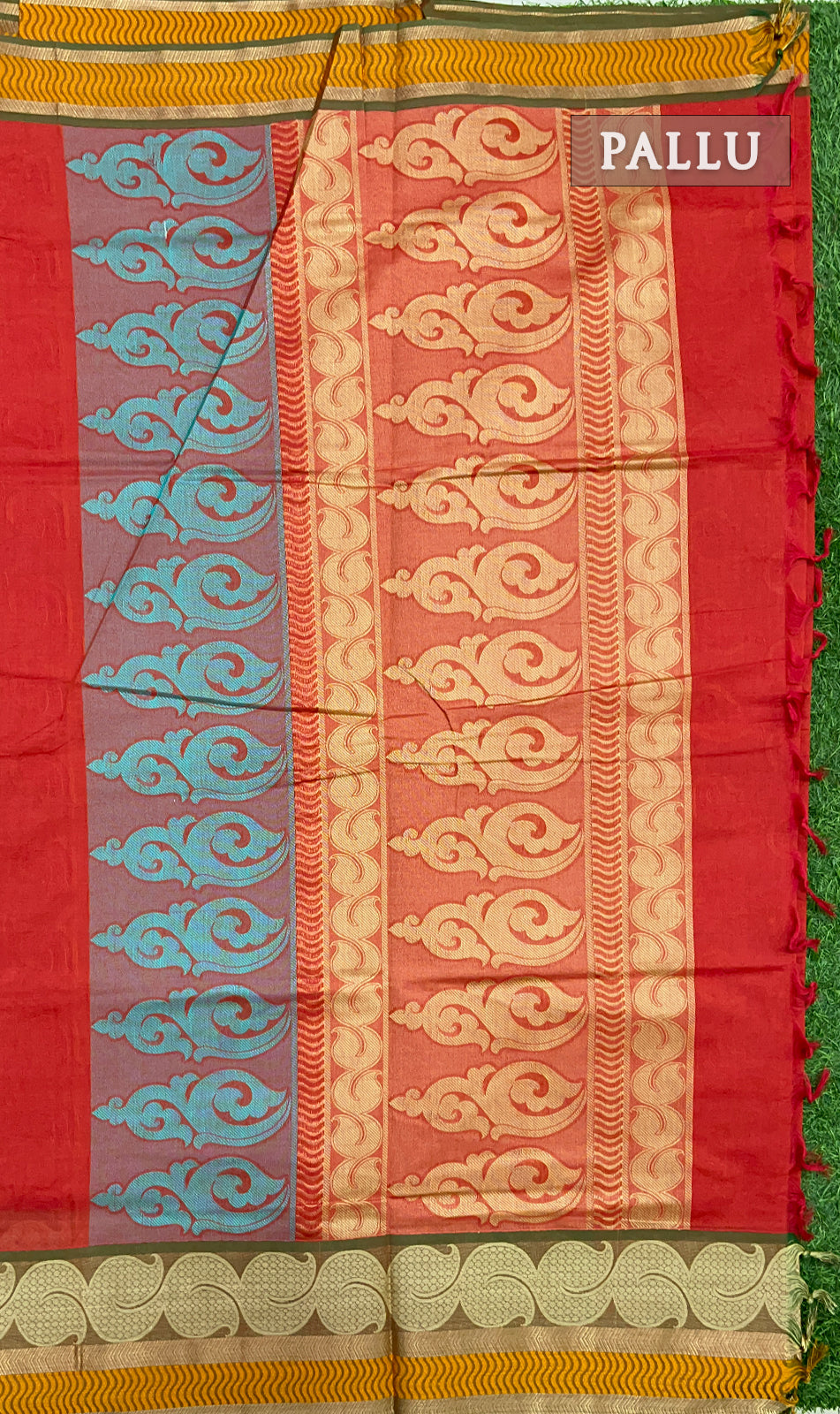 Red pure rich cotton saree