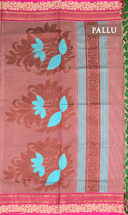 Dual pink shade pure rich cotton saree