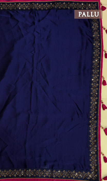 Dual shade of blue satin silk saree