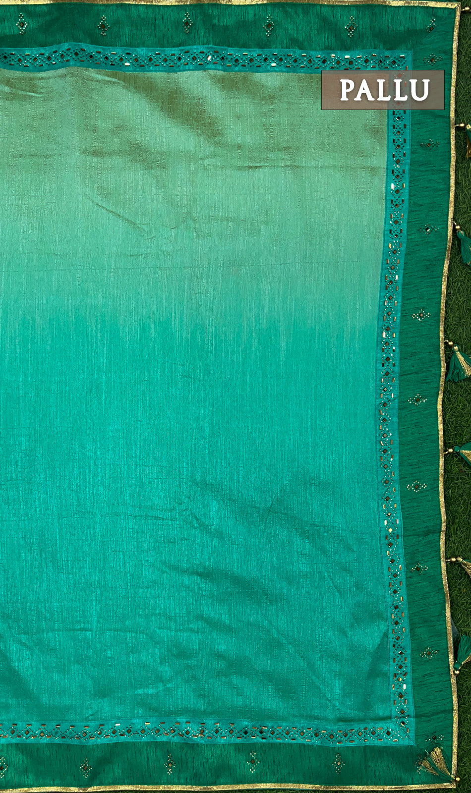 Dual shade of green satin silk saree