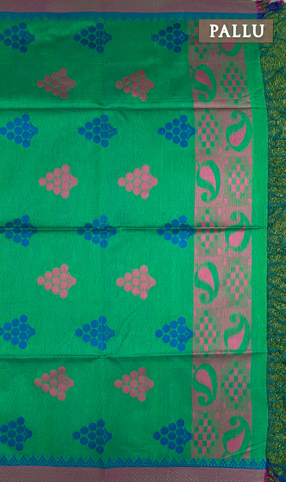 Green chanderi silk cotton saree