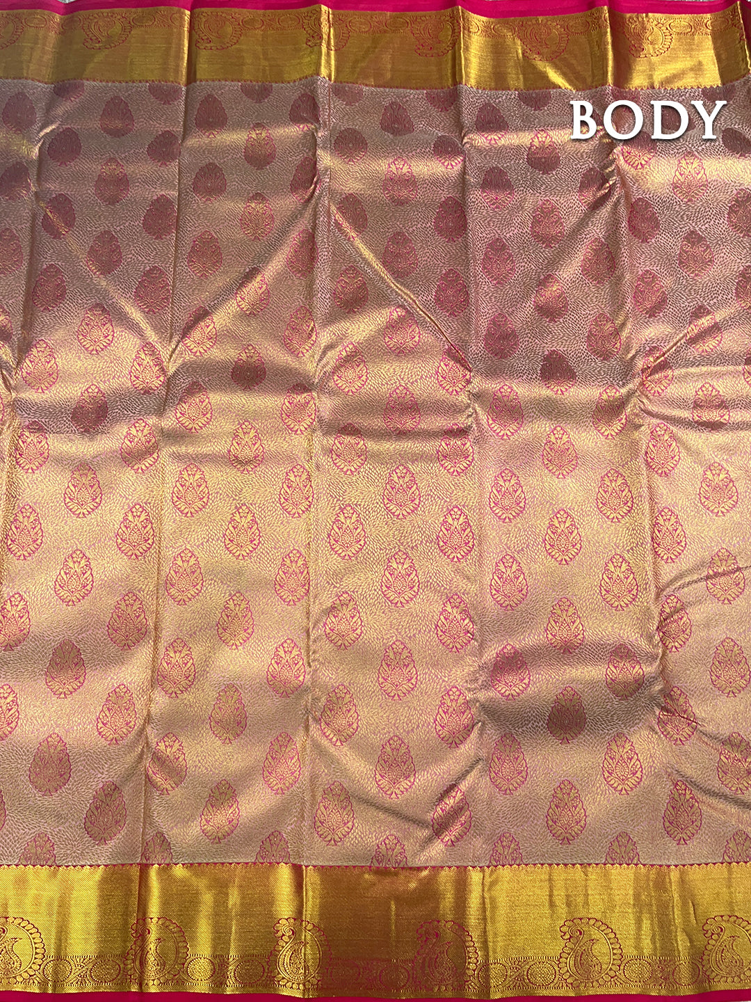 Dual color of light pink kanchipuram pure silk saree